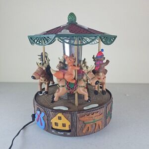 2001 Mr Christmas North Lodge "Holiday Go Round" W/ Animals on Reindeer 15 Songs